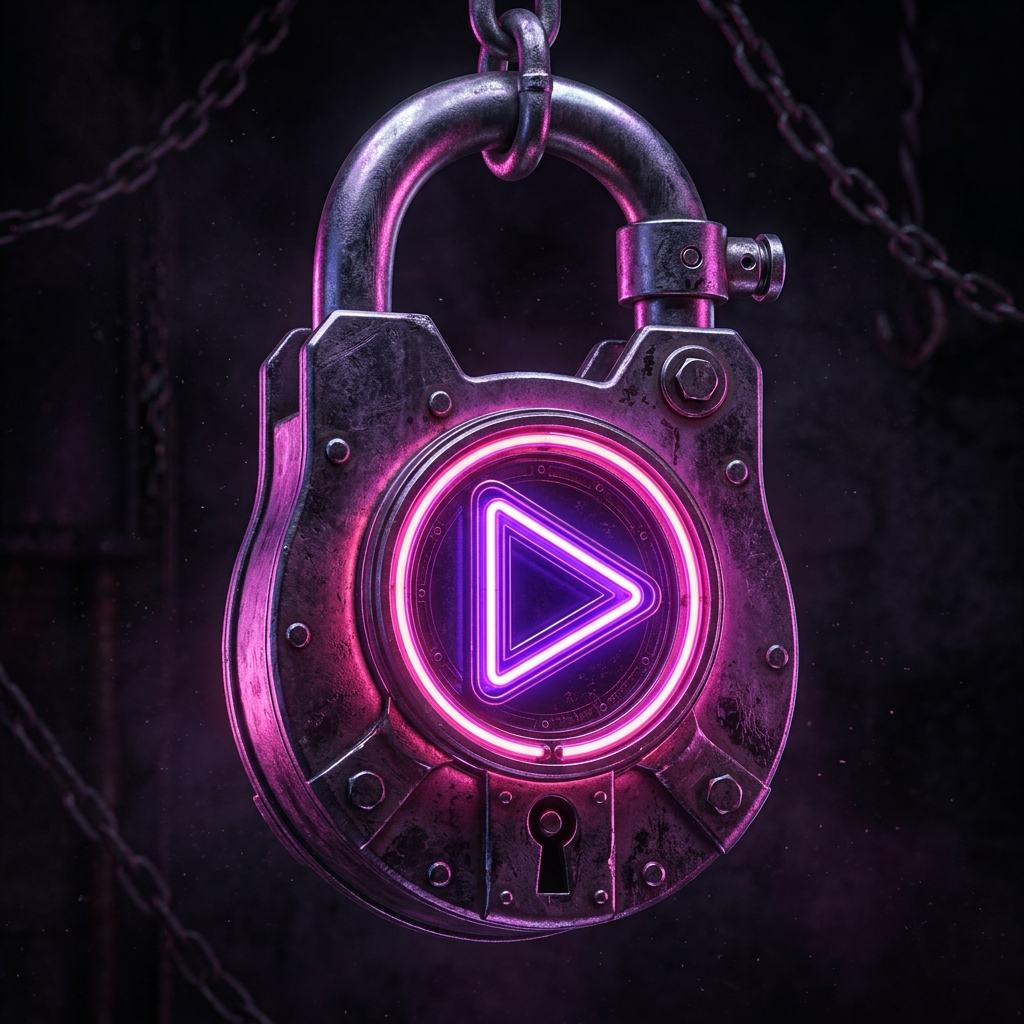 Padlock and Play Button